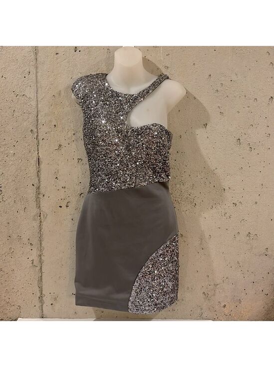 Arden B Exclusive Dresses & Skirts - Arden B Exclusive Silver Sequin and Satin Mini Party Dress - Size M